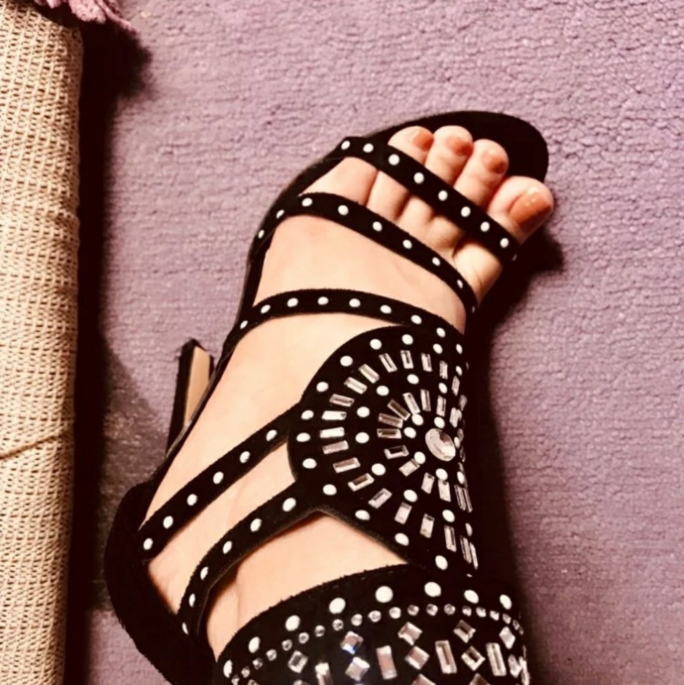 Open Toe Rhinestone Design High Heel Sandals - Picture 3 of 4